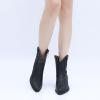 GLOBALWIN Women’s Western Charm Cowgirl Boots Mid Calf Comfy Cowboy Boots For Women With Pointed Toe(23yy07 Black3)