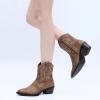 GLOBALWIN Women’s Western Charm Cowgirl Boots Mid Calf Comfy Cowboy Boots For Women With Pointed Toe(23yy07 Camel)