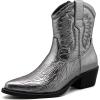 GLOBALWIN Women’s Western Charm Cowgirl Boots Mid Calf Comfy Cowboy Boots For Women With Pointed Toe(23yy07 Dark Silver)