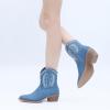 GLOBALWIN Women’s Western Charm Cowgirl Boots Mid Calf Comfy Cowboy Boots For Women With Pointed Toe(23yy07 Denim Blue)