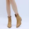 GLOBALWIN Women’s Western Charm Cowgirl Boots Mid Calf Comfy Cowboy Boots For Women With Pointed Toe(23yy07 Kahki)