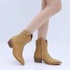 GLOBALWIN Women’s Western Charm Cowgirl Boots Mid Calf Comfy Cowboy Boots For Women With Pointed Toe(23yy07 Kahki)