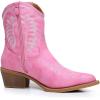 GLOBALWIN Women’s Western Charm Cowgirl Boots Mid Calf Comfy Cowboy Boots For Women With Pointed Toe(23yy07 Pink)