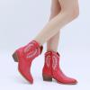 GLOBALWIN Women’s Western Charm Cowgirl Boots Mid Calf Comfy Cowboy Boots For Women With Pointed Toe(23yy07 Red)