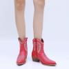 GLOBALWIN Women’s Western Charm Cowgirl Boots Mid Calf Comfy Cowboy Boots For Women With Pointed Toe(23yy07 Red)