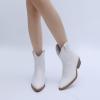 GLOBALWIN Women’s Western Charm Cowgirl Boots Mid Calf Comfy Cowboy Boots For Women With Pointed Toe(23yy07 White)