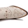 GLOBALWIN Women’s Western Charm Cowgirl Boots Mid Calf Comfy Cowboy Boots For Women With Pointed Toe(23yy15 Beige)