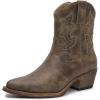 GLOBALWIN Cowboy Boots For Women Cute Cowgirl Boots Women’s Western Boots With Embroidery Side Zipper Chunky Heel(23yy16 Brown)