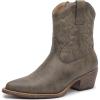 GLOBALWIN Cowboy Boots For Women Cute Cowgirl Boots Women’s Western Boots With Embroidery Side Zipper Chunky Heel(23yy16 Brown2)
