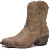 GLOBALWIN Cowboy Boots For Women Cute Cowgirl Boots Women’s Western Boots With Embroidery Side Zipper Chunky Heel(23yy16 Camel)