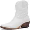 GLOBALWIN Cowboy Boots For Women Cute Cowgirl Boots Women’s Western Boots With Embroidery Side Zipper Chunky Heel(23yy16 White)