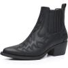 GLOBALWIN Cowboy Boots For Women Pointed Toe Pull On Chelsea Ankle Booties The Western Cowgirl Boots(23yy05 Black3)