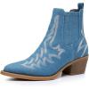 GLOBALWIN Cowboy Boots For Women Pointed Toe Pull On Chelsea Ankle Booties The Western Cowgirl Boots(23yy05 Denim Blue)