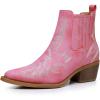 GLOBALWIN Cowboy Boots For Women Pointed Toe Pull On Chelsea Ankle Booties The Western Cowgirl Boots(23yy05 Pink)