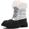 GLOBALWIN Snow Boots for Women Comfortable Winter Boots For Women Waterproof Fluffy Faux Fur Ankle Booties Water-Resistant Short Boots For Women Warm Fur Boots, Lace-Up Outdoor Shoes(21yy27 Silver)