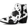 GLOBALWIN Women’s Cowgirl boots Western Short Ankle Pull On Comfortable Cowboy Boots For Women Low Heel(21yy01 Cow)