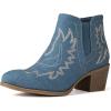 GLOBALWIN Women’s Cowgirl boots Western Short Ankle Pull On Comfortable Cowboy Boots For Women Low Heel(21yy01 Denim)