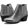 GLOBALWIN Women’s Cowgirl boots Western Short Ankle Pull On Comfortable Cowboy Boots For Women Low Heel(21yy01 Metallic Silver)