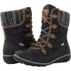 GLOBALWIN Women’s Snow Boots Waterproof Mid-Calf Winter Boots for Women with Quilted Knit Panels, Warm Fleece Lining, and Non-Slip Insulated Outdoor Sole(1841black/Brown)