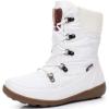 GLOBALWIN Women’s Snow Boots Waterproof Mid-Calf Winter Boots for Women with Quilted Knit Panels, Warm Fleece Lining, and Non-Slip Insulated Outdoor Sole(1841white)