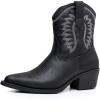 GLOBALWIN Women’s Western Charm Cowgirl Boots Mid Calf Comfy Cowboy Boots For Women With Pointed Toe(23yy07 Black2)