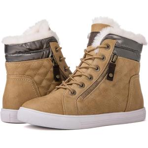 GLOBALWIN Women’s Platform Wedge Sneakers Outdoor Anti-Slip Winter Snow Hiking Furry Ankle Boots for Women(21yy02 Khaki1)