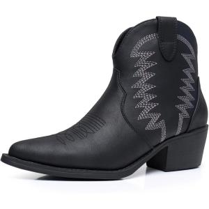 GLOBALWIN Women’s Western Boots Ankle Cowboy Boots For Women(23yy06 Black)