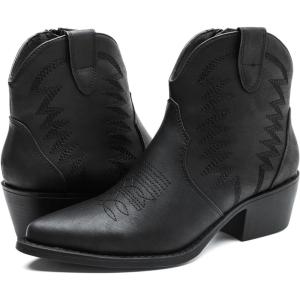 GLOBALWIN Women’s Western Boots Ankle Cowboy Boots For Women(Black)
