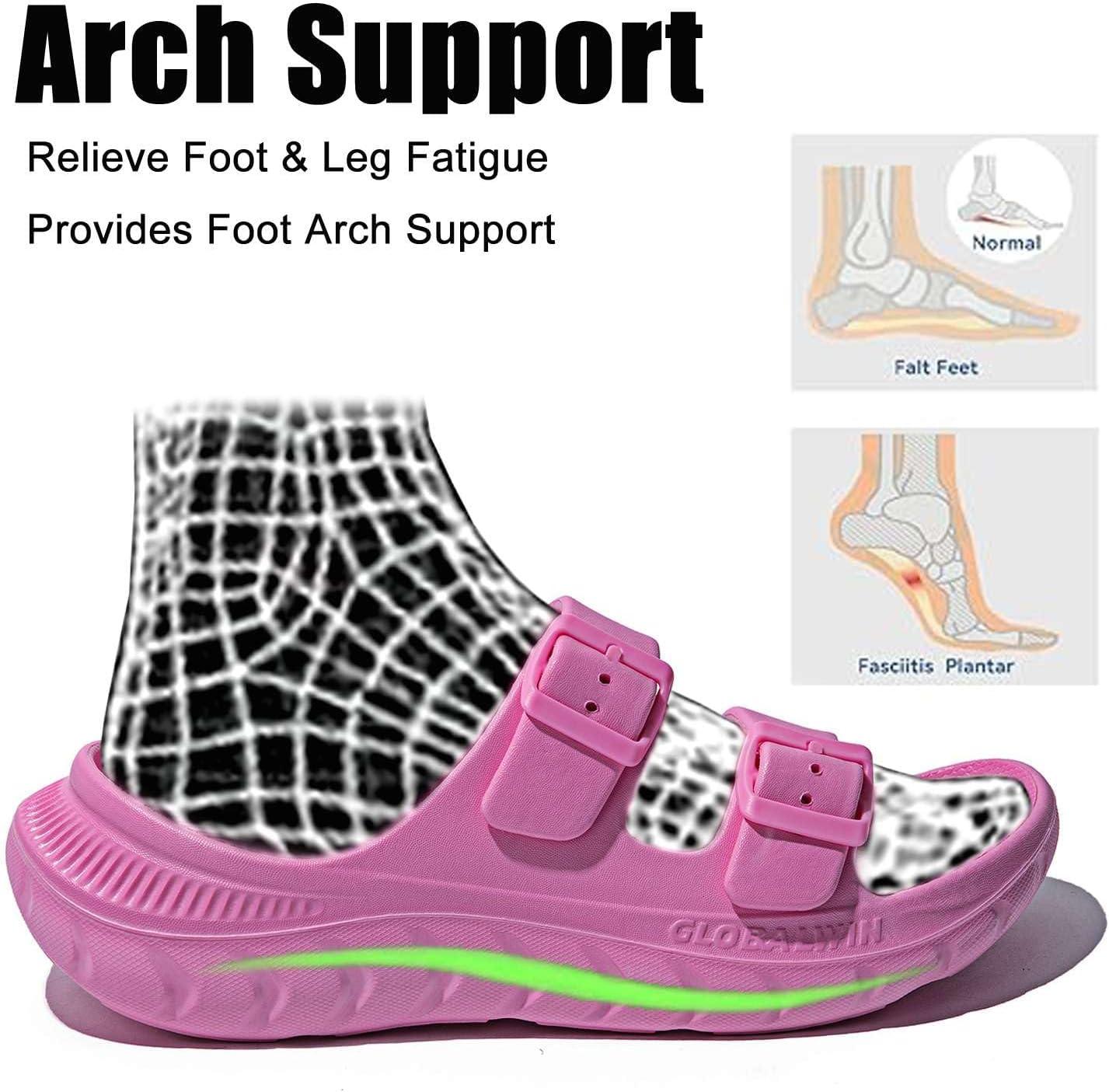 imageGLOBALWIN Recovery Slides For Women Mia Comfortable Sandals With Arch Support Indoor Outdoor Cloud Slippers Reduce Stress on Feet LightweightSs233 Pink