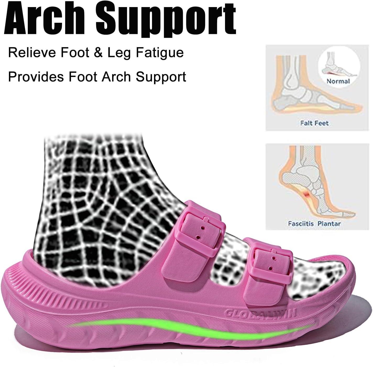 imageGLOBALWIN Recovery Slides For Women Mia Comfortable Sandals With Arch Support Indoor Outdoor Cloud Slippers Reduce Stress on Feet LightweightSs233 Pink