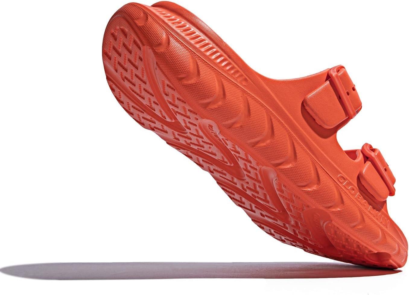 imageGLOBALWIN Recovery Slides For Women Mia Comfortable Sandals With Arch Support Indoor Outdoor Cloud Slippers Reduce Stress on Feet LightweightSs233 Vibrant Orange