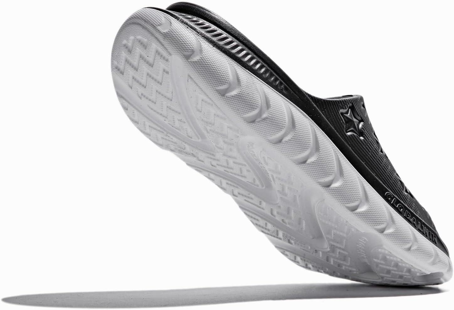 imageGLOBALWIN Sports Recovery Slides for Women Ava Sports Sandals With Comfortable Arch Support Indoor Outdoor Cloud Slippers Reduce Stress on Feet Lightweight Pillow SlidesSs232 Black White