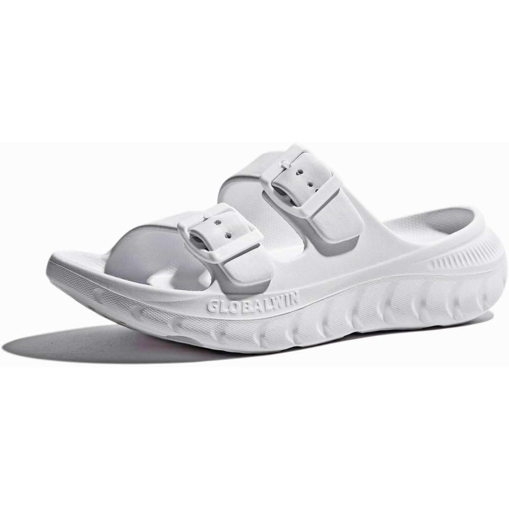 imageGLOBALWIN Recovery Slides For Women Mia Comfortable Sandals With Arch Support Indoor Outdoor Cloud Slippers Reduce Stress on Feet LightweightSs233 White