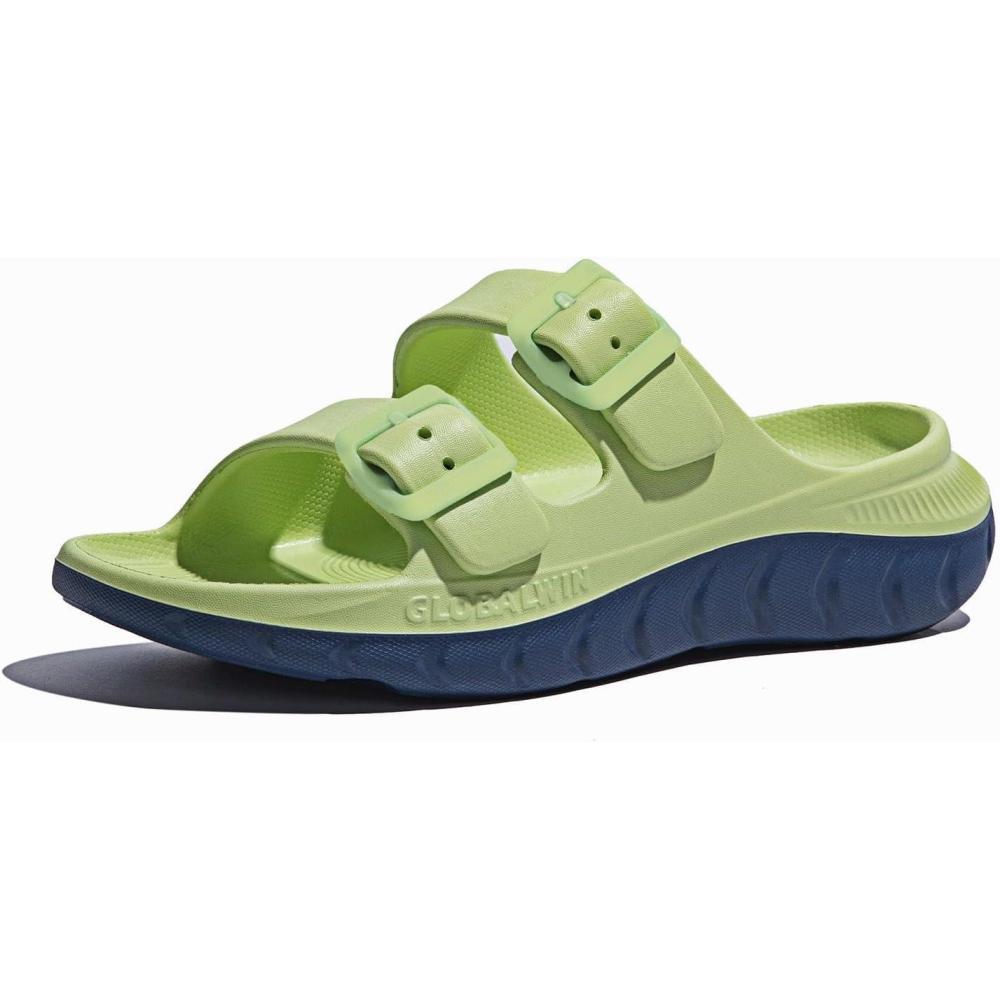 imageGLOBALWIN Recovery Slides For Women Mia Comfortable Sandals With Arch Support Indoor Outdoor Cloud Slippers Reduce Stress on Feet LightweightSs235 Evening Primrose Blue
