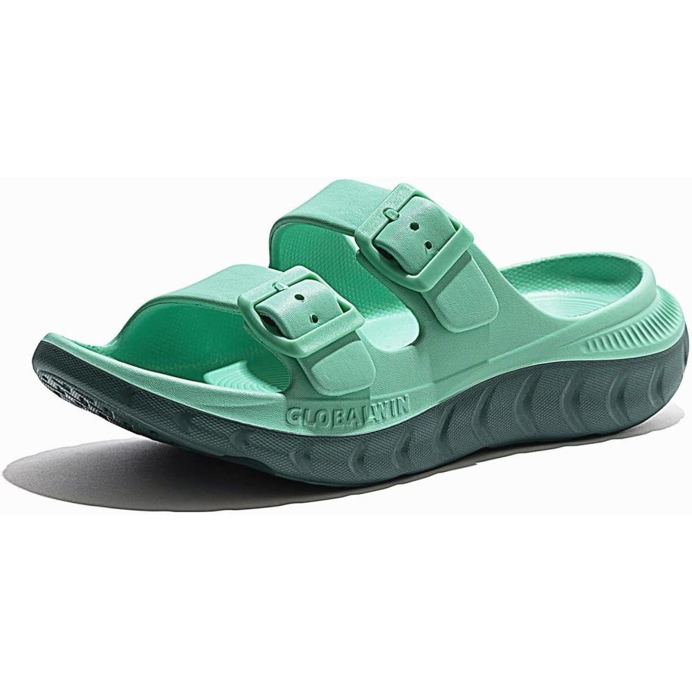 imageGLOBALWIN Recovery Slides For Women Mia Comfortable Sandals With Arch Support Indoor Outdoor Cloud Slippers Reduce Stress on Feet LightweightSs235 Olive Green