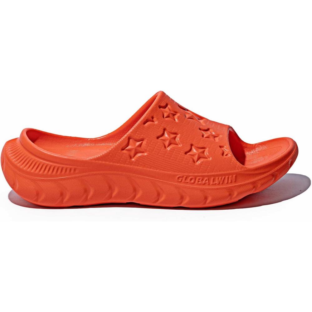 imageGLOBALWIN Sports Recovery Slides for Women Ava Sports Sandals With Comfortable Arch Support Indoor Outdoor Cloud Slippers Reduce Stress on Feet Lightweight Pillow SlidesSs231 Vibrant Orange