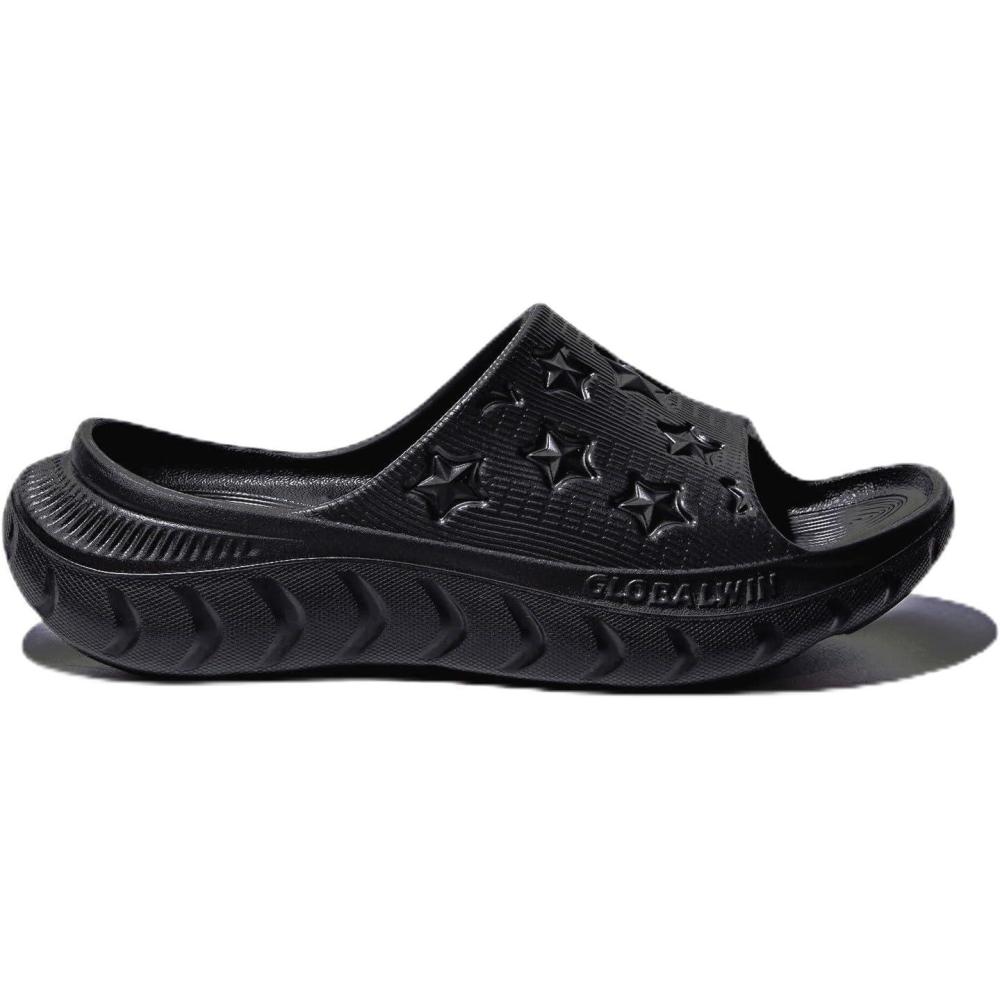imageGLOBALWIN Sports Recovery Slides for Women Ava Sports Sandals With Comfortable Arch Support Indoor Outdoor Cloud Slippers Reduce Stress on Feet Lightweight Pillow SlidesSs231 Black