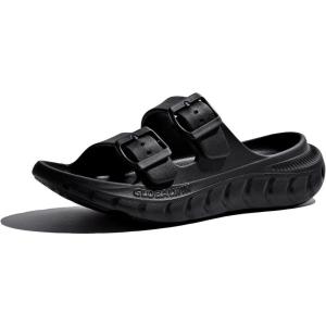 GLOBALWIN Recovery Slides For Women Mia Comfortable Sandals With Arch Support Indoor Outdoor Cloud Slippers Reduce Stress on Feet Lightweight(Ss233 Black)