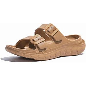 GLOBALWIN Recovery Slides For Women Mia Comfortable Sandals With Arch Support Indoor Outdoor Cloud Slippers Reduce Stress on Feet Lightweight(Ss233 Khaki)