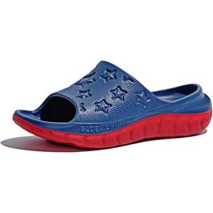 GLOBALWIN Sports Recovery Slides for Women Ava Sports Sandals With Comfortable Arch Support Indoor Outdoor Cloud Slippers Reduce Stress on Feet Lightweight Pillow Slides(Ss232 Blue Red)