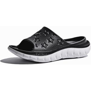 GLOBALWIN Sports Recovery Slides for Women Ava Sports Sandals With Comfortable Arch Support Indoor Outdoor Cloud Slippers Reduce Stress on Feet Lightweight Pillow Slides(Ss232 Black White)