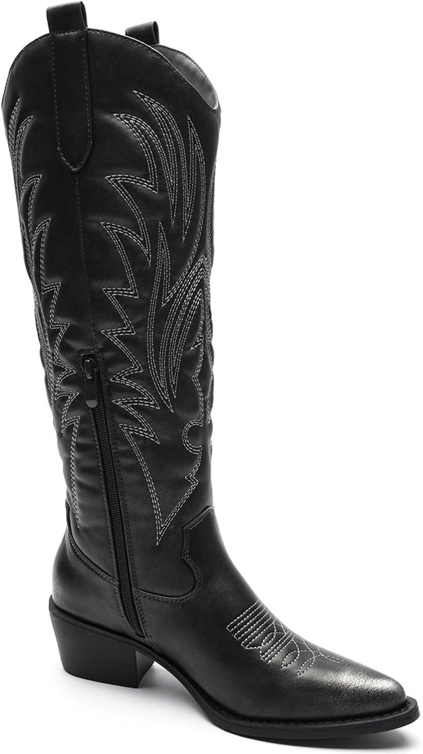 imageGLOBALWIN Womens The Western Cowboy Cowgirl Embroidered Knee High Boots23yy12 Brushed Silver2