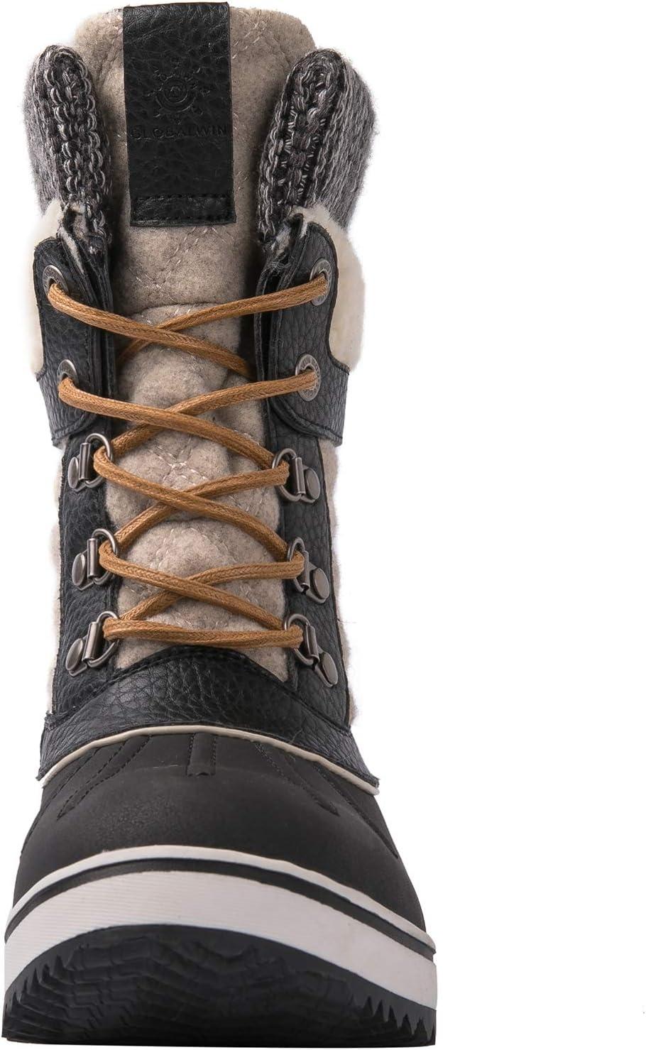 imageGLOBALWIN Womens Waterproof Winter Boots Snow Boots For Women1910 BlackBeige