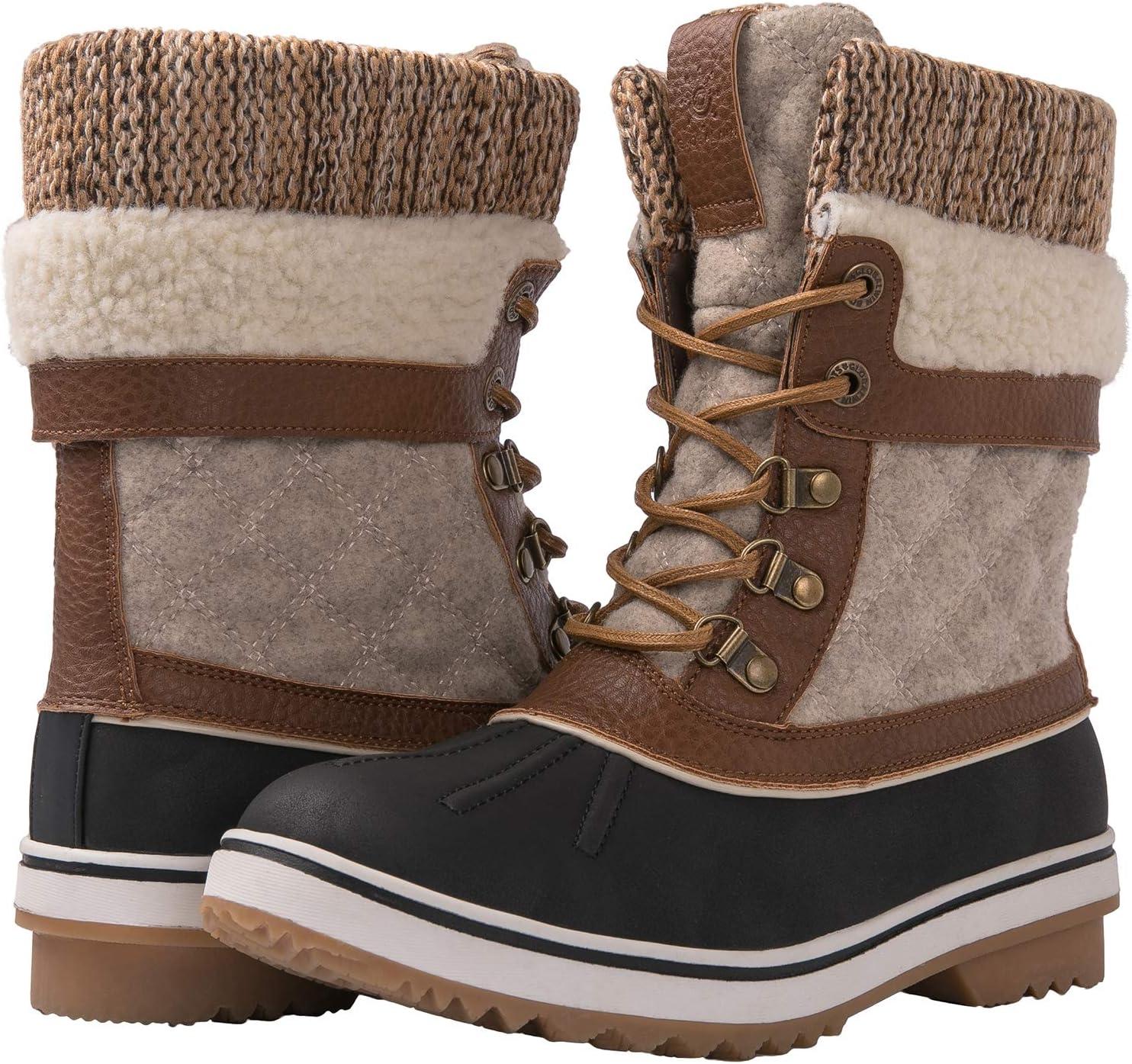imageGLOBALWIN Womens Waterproof Winter Boots Snow Boots For Women1910 BrownBeige