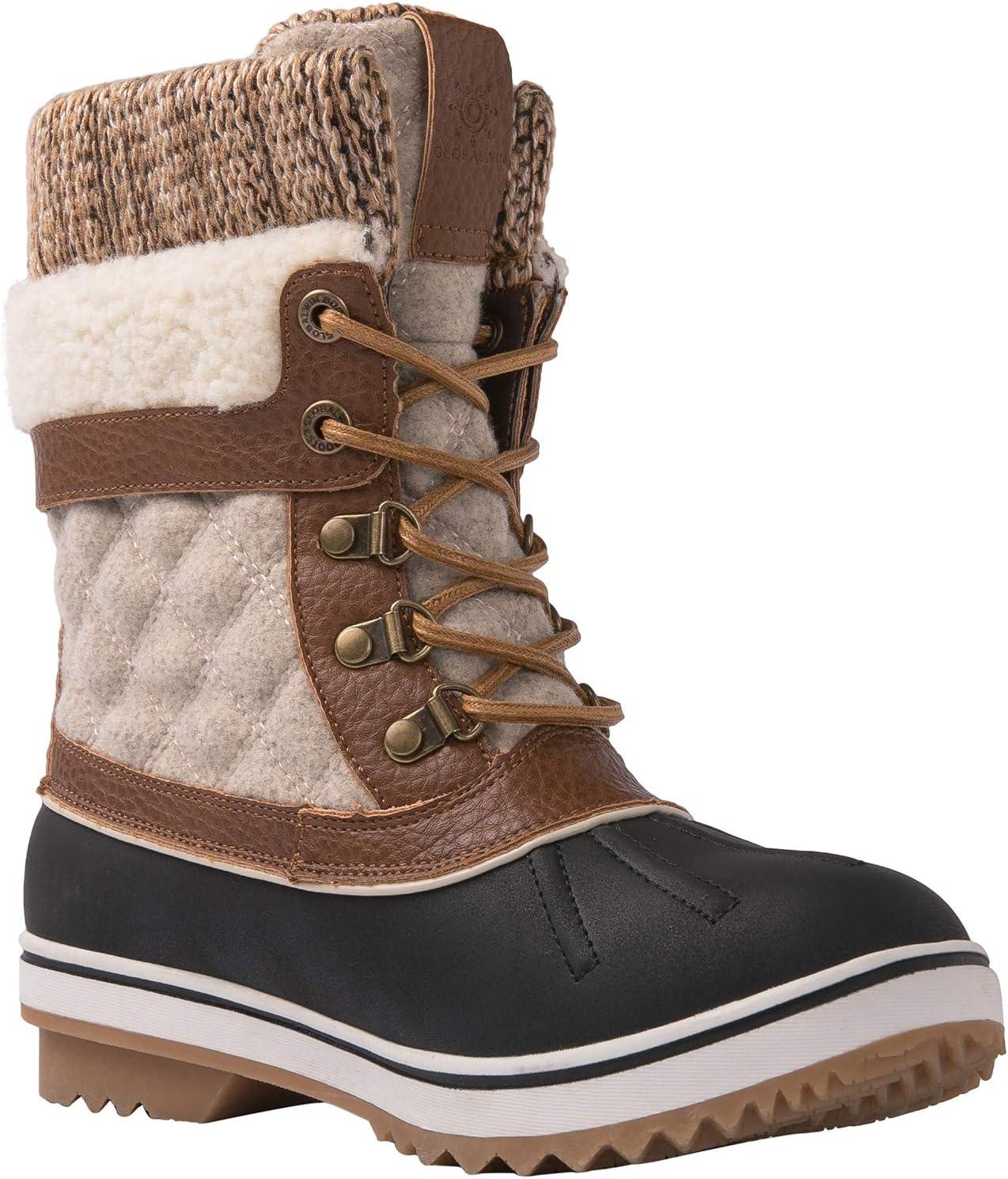 imageGLOBALWIN Womens Waterproof Winter Boots Snow Boots For Women1910 BrownBeige