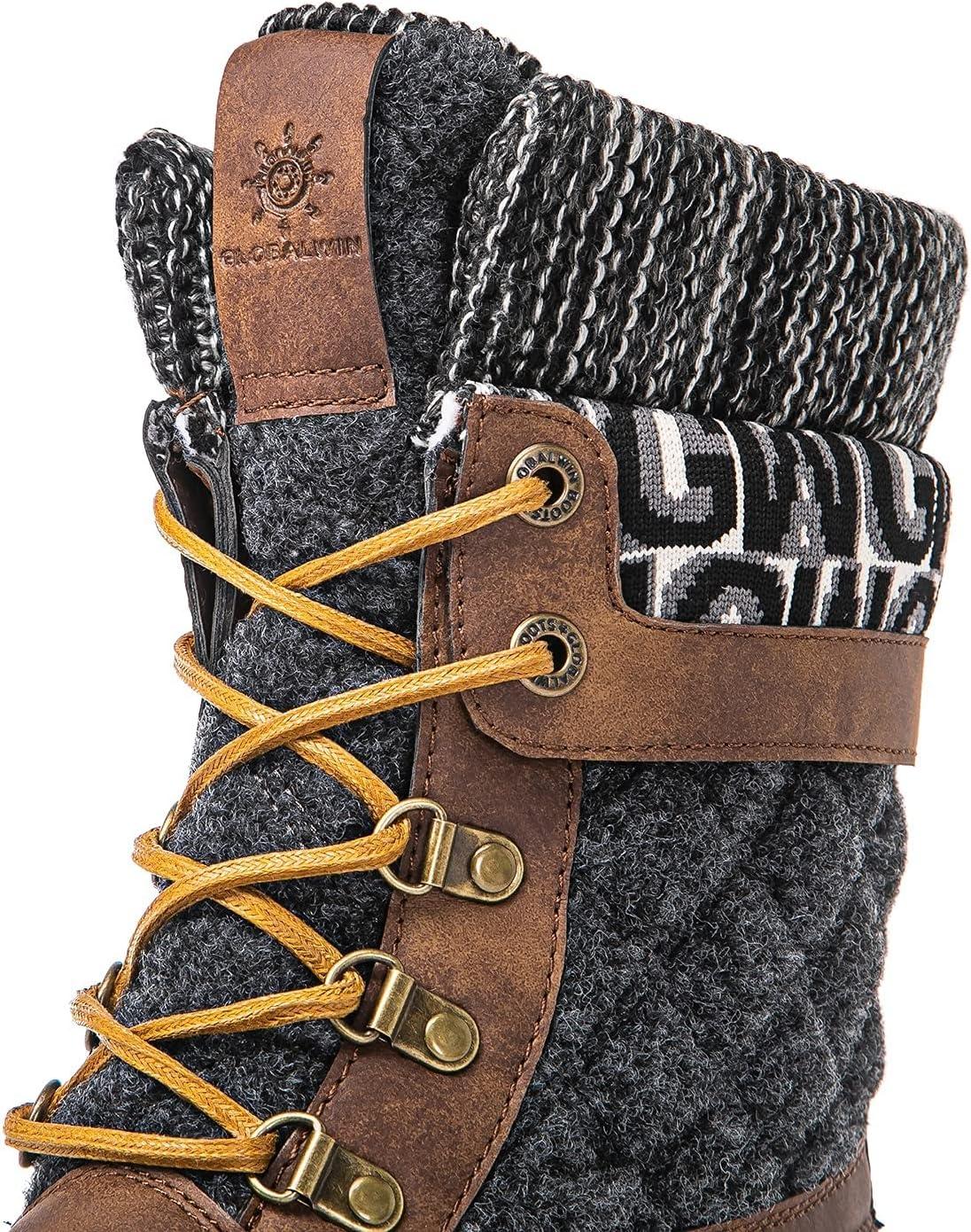 imageGLOBALWIN Womens Waterproof Winter Boots Snow Boots For Women1910 BrownPrints
