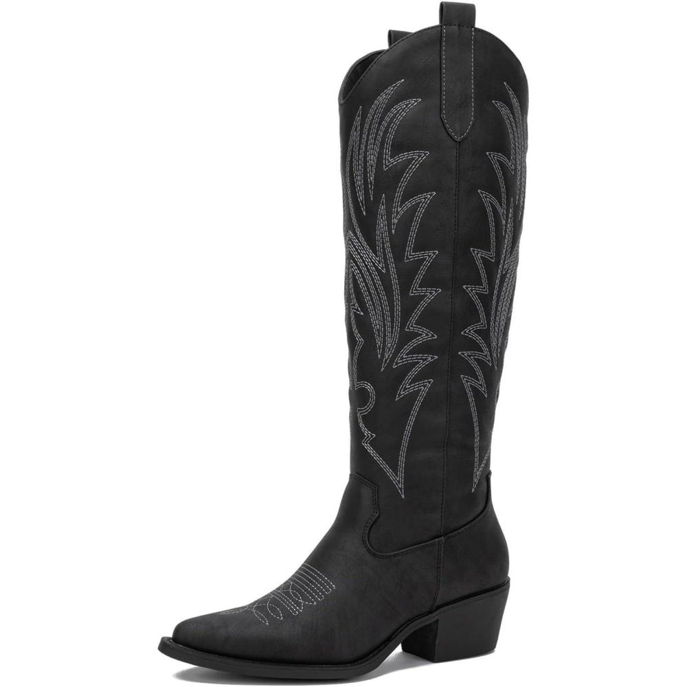 imageGLOBALWIN Womens The Western Cowboy Cowgirl Embroidered Knee High Boots23yy12 Black