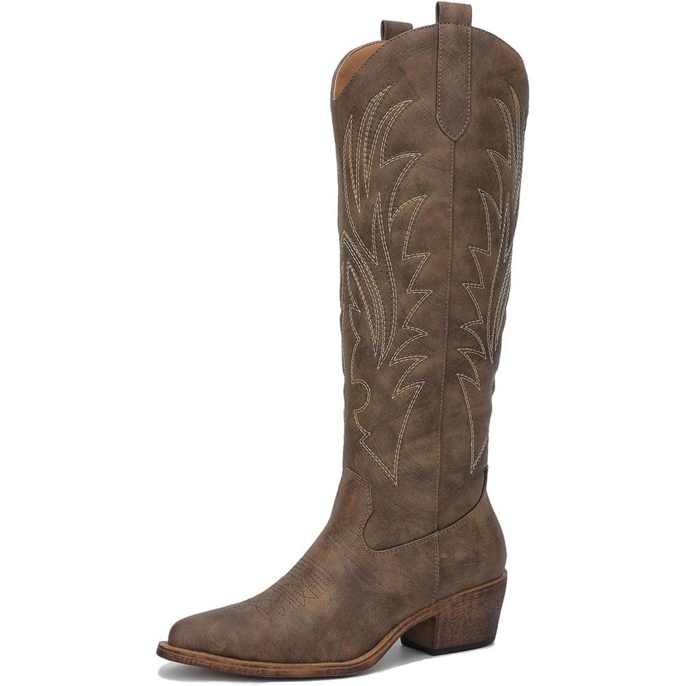 imageGLOBALWIN Womens The Western Cowboy Cowgirl Embroidered Knee High Boots23yy12 Brown2