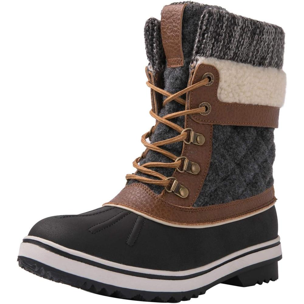 imageGLOBALWIN Womens Waterproof Winter Boots Snow Boots For Women1910 BrownGrey