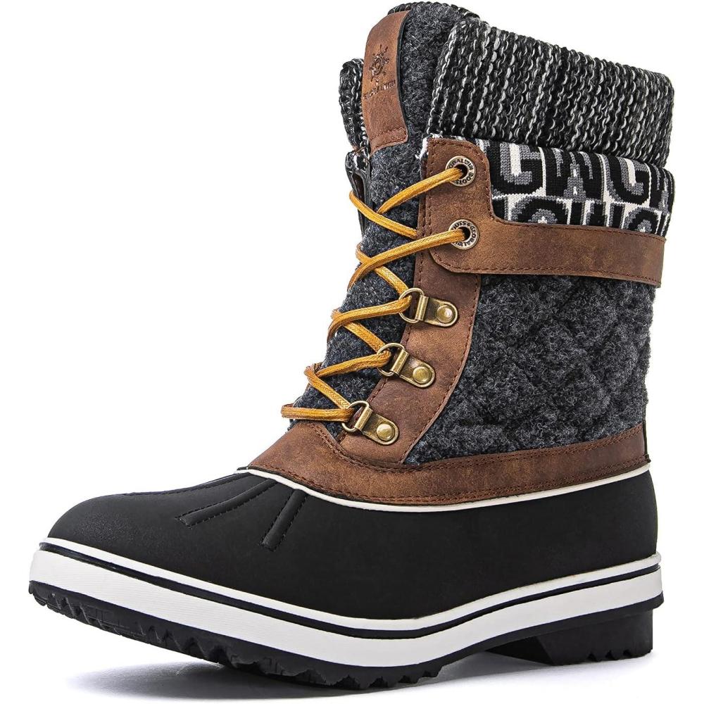 imageGLOBALWIN Womens Waterproof Winter Boots Snow Boots For Women1910 BrownPrints